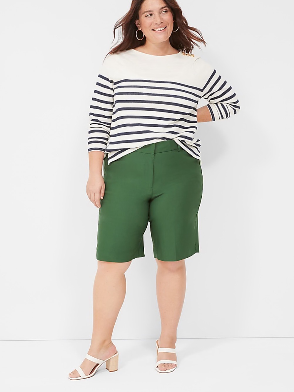 Lane Bryant Teal Stretch Bermuda Shorts size 22 NWT
